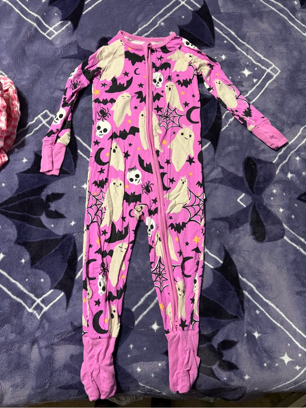 Little Sleepies Pink Ghost & Spider Footed One-Piece Pajamas